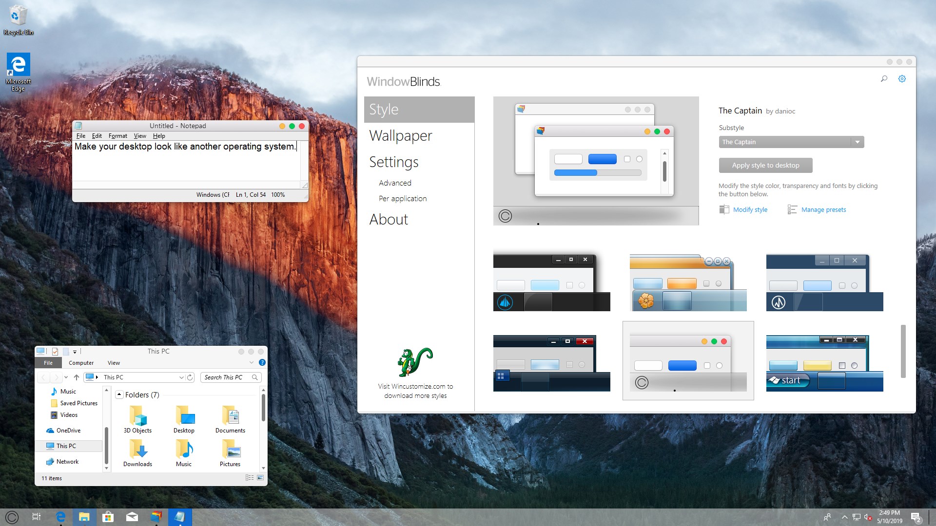 Make your desktop look like another operating system.